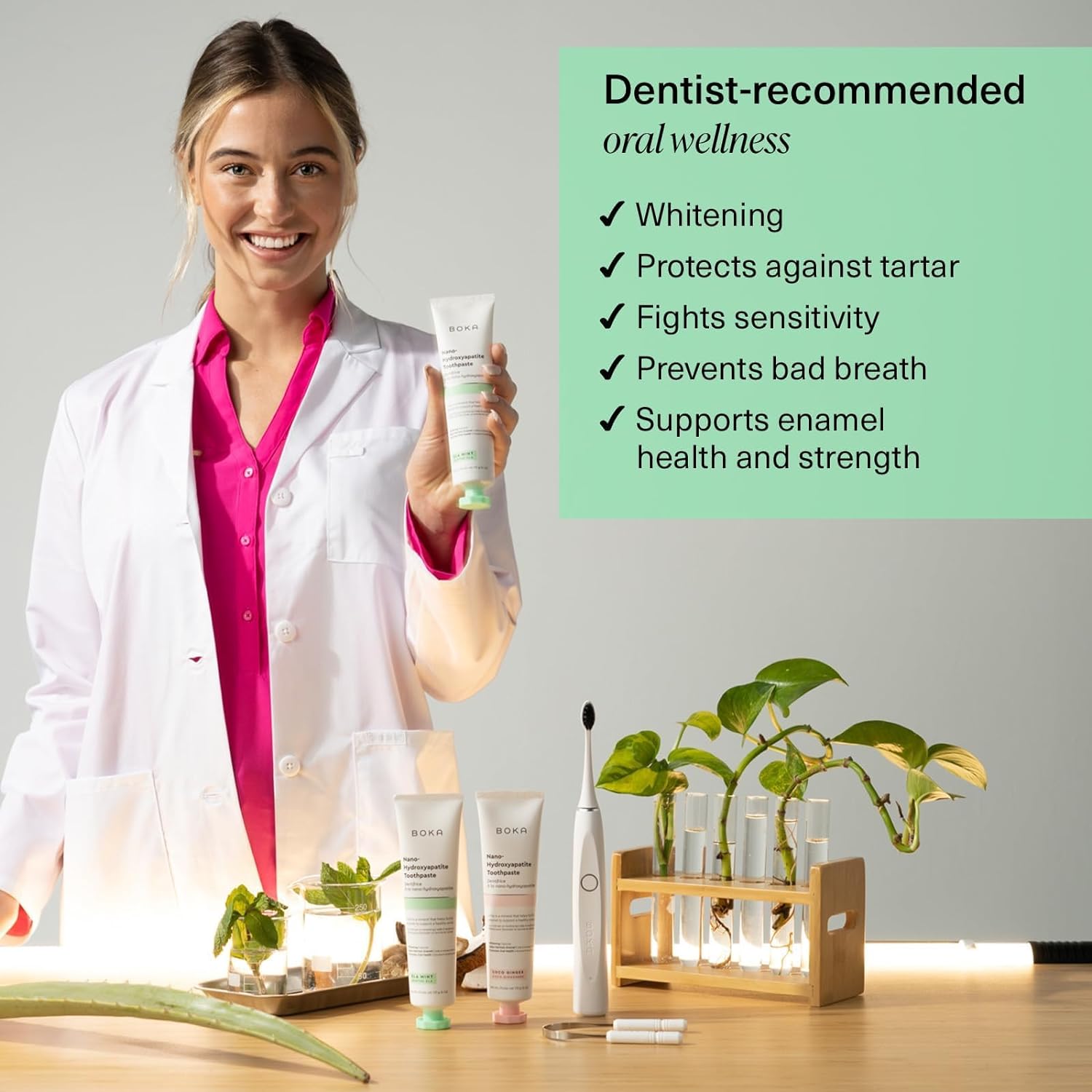 Boka Fluoride Free Toothpaste - Nano Hydroxyapatite, Remineralizing, Sensitive Teeth, Whitening - Dentist Recommended for Adult & Kids Oral Care - Ela Mint Natural Flavor, 4oz 1 Pk - US Manufactured - Image 4